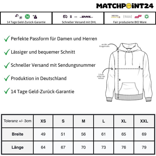 ATC Unisex Kapuzenpullover Brustdruck - Matchpoint24 - Kleidung für Tennisfans