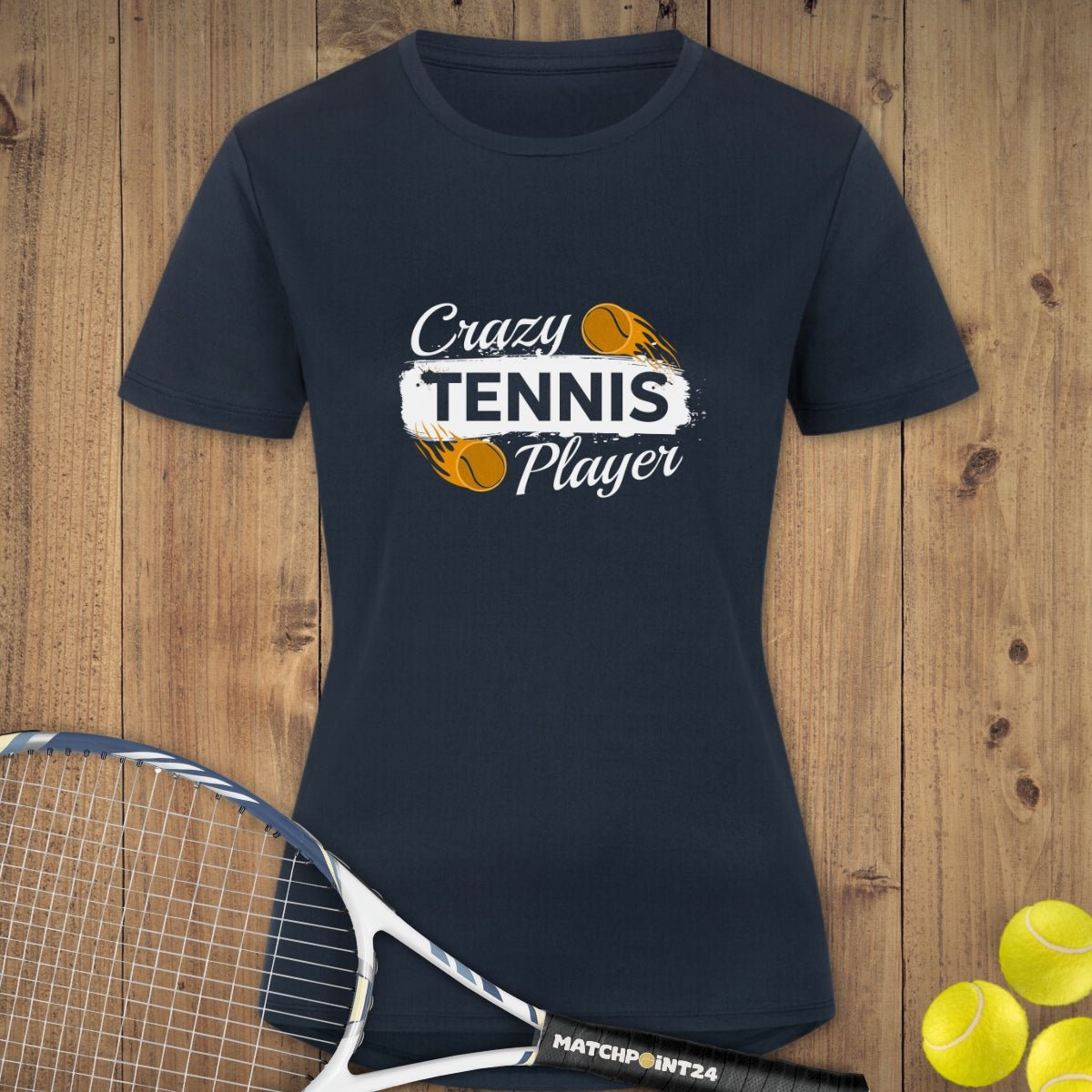 Crazy Tennis Player | Damen Sport T-Shirt - Matchpoint24 - Kleidung für Tennisfans