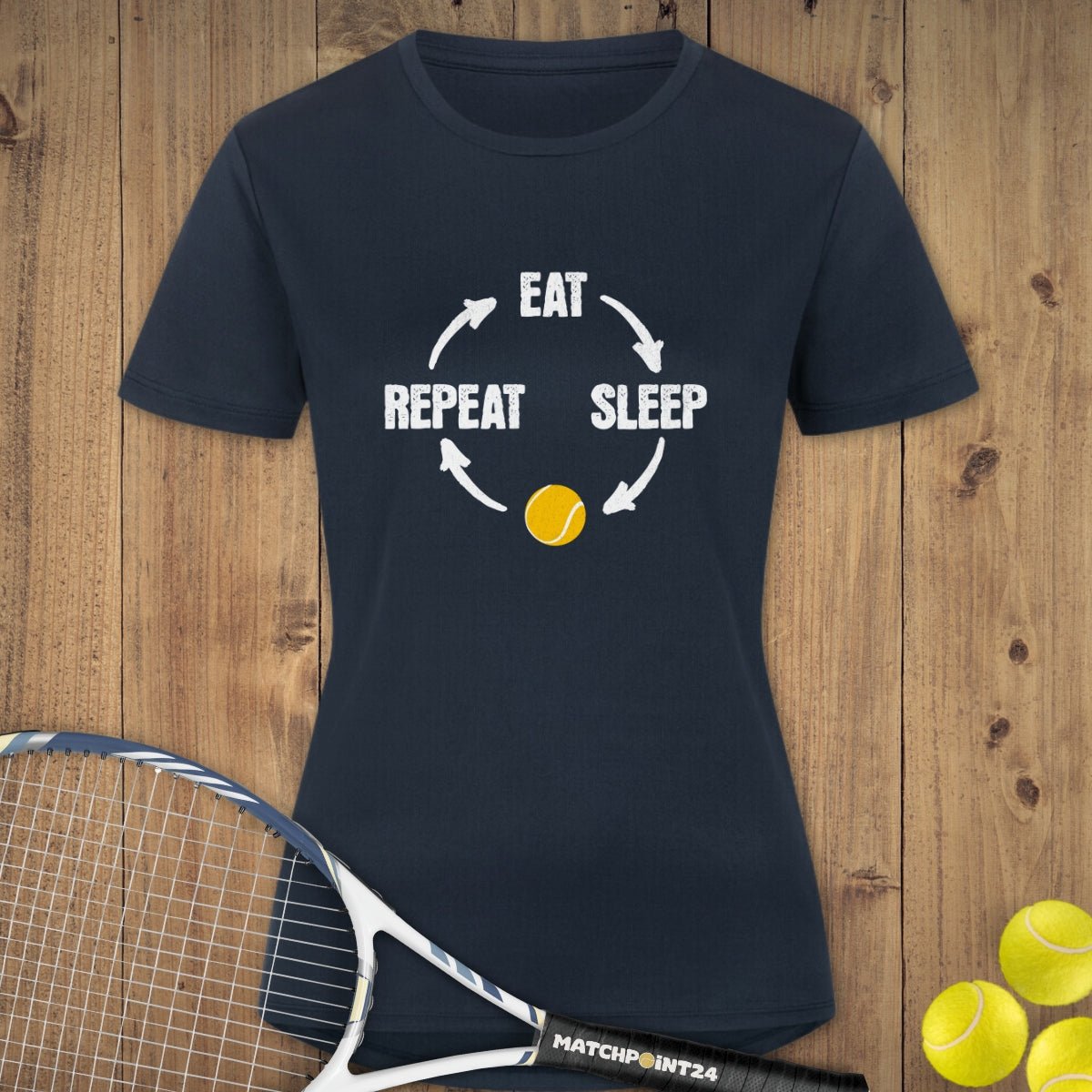 Eat Sleep Tennis Repeat | Damen Sport T-Shirt - Matchpoint24 - Kleidung für Tennisfans