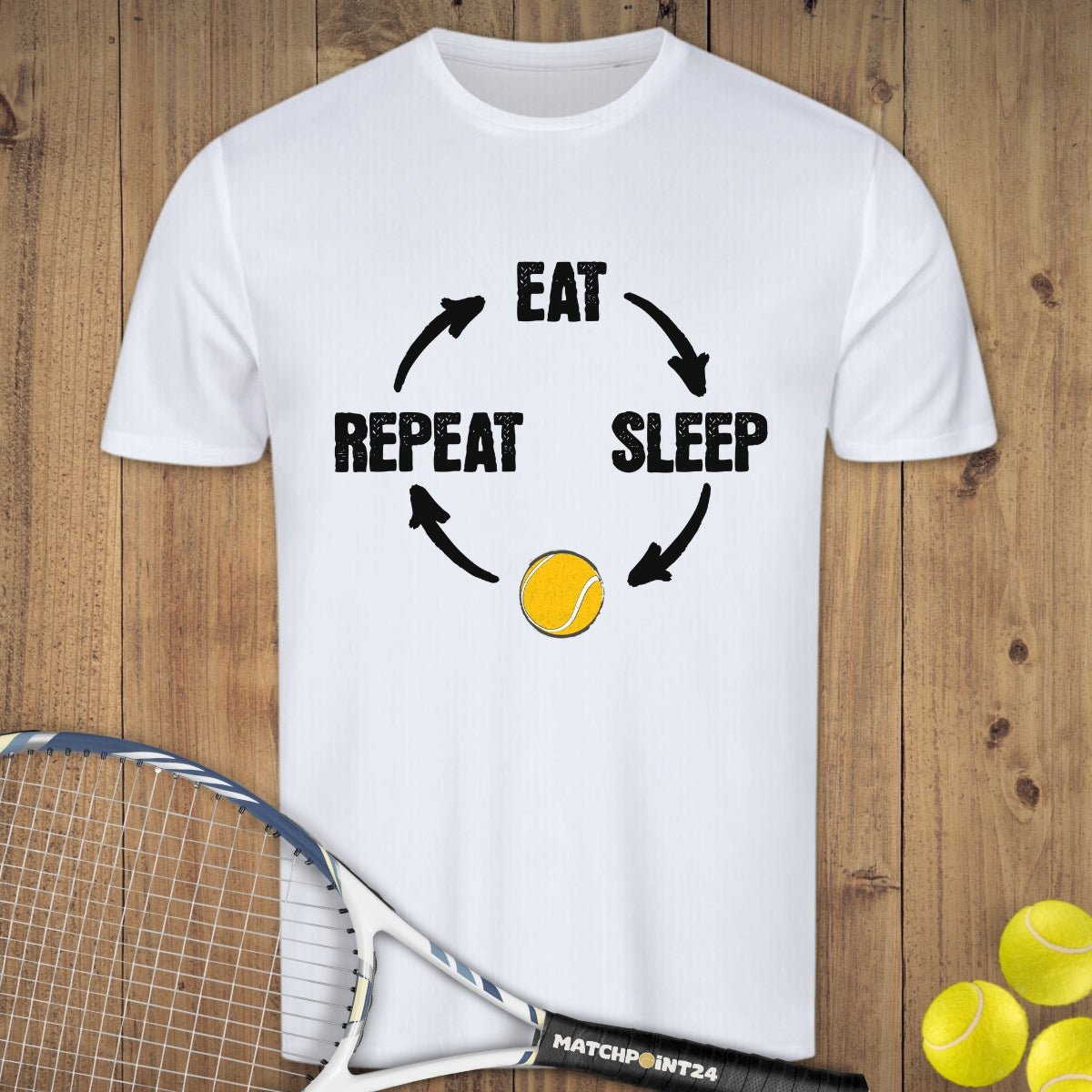 Eat Sleep Tennis Repeat | Herren Sport T-Shirt - Matchpoint24 - Kleidung für Tennisfans