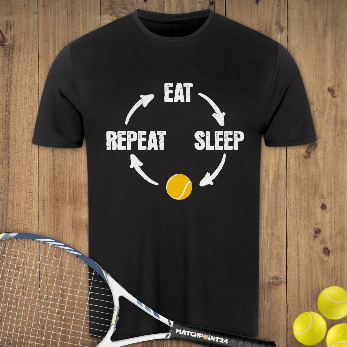 Eat Sleep Tennis Repeat | Herren Sport T-Shirt - Matchpoint24 - Kleidung für Tennisfans