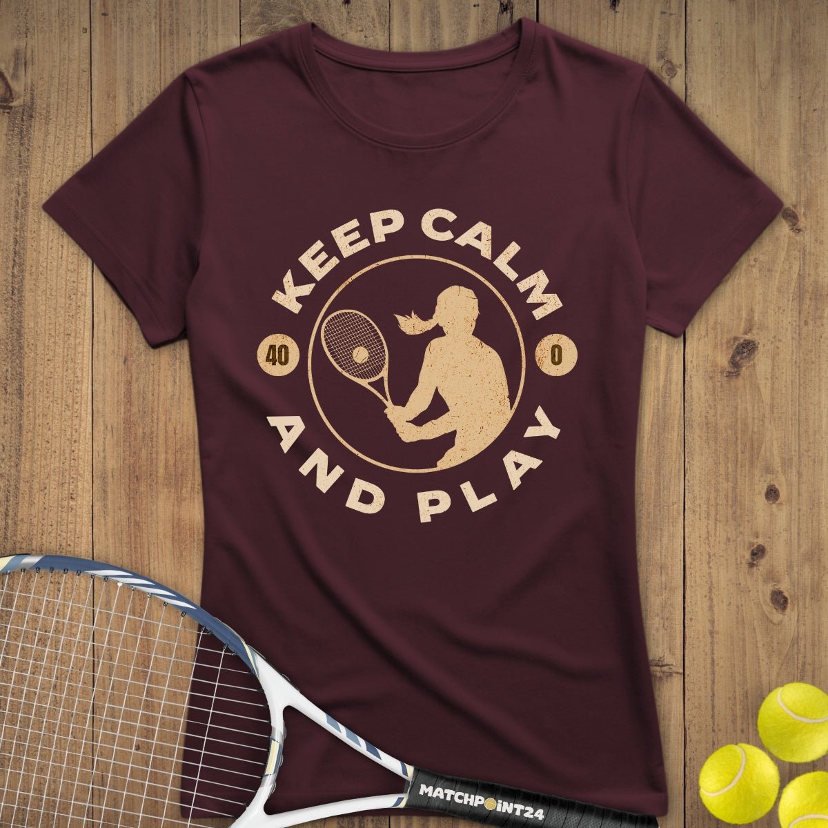 Keep Calm and play | Premium Damen T-Shirt - Matchpoint24 - Kleidung für Tennisfans