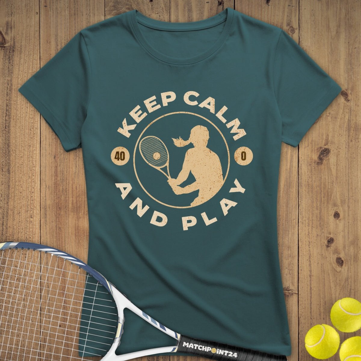 Keep Calm and play | Premium Damen T-Shirt - Matchpoint24 - Kleidung für Tennisfans