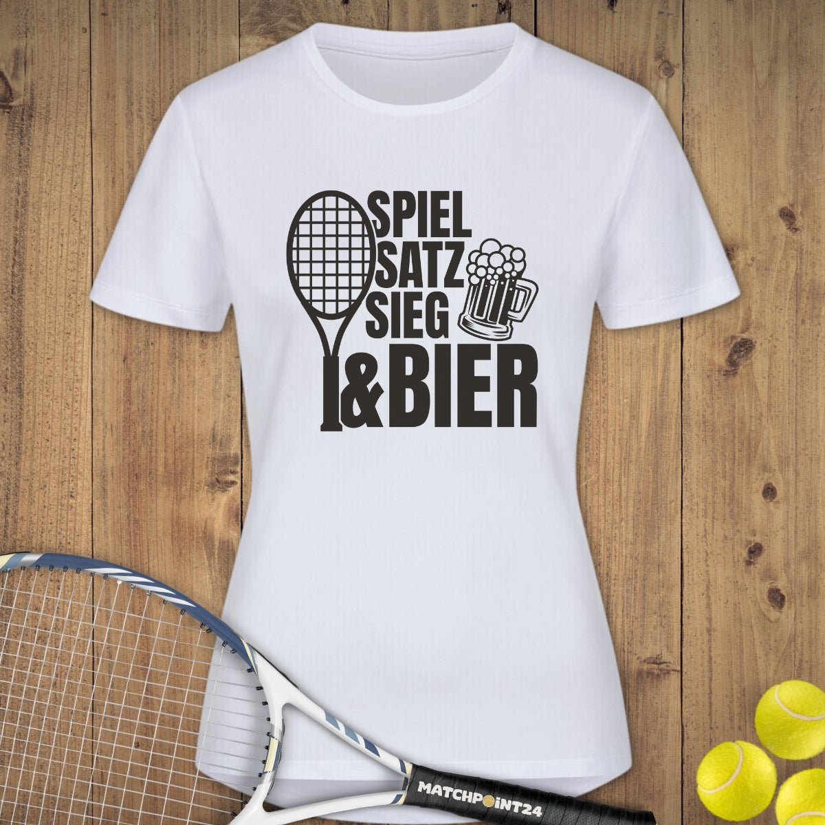Spiel Satz Sieg Bier | Damen Sport T-Shirt - Matchpoint24 - Kleidung für Tennisfans