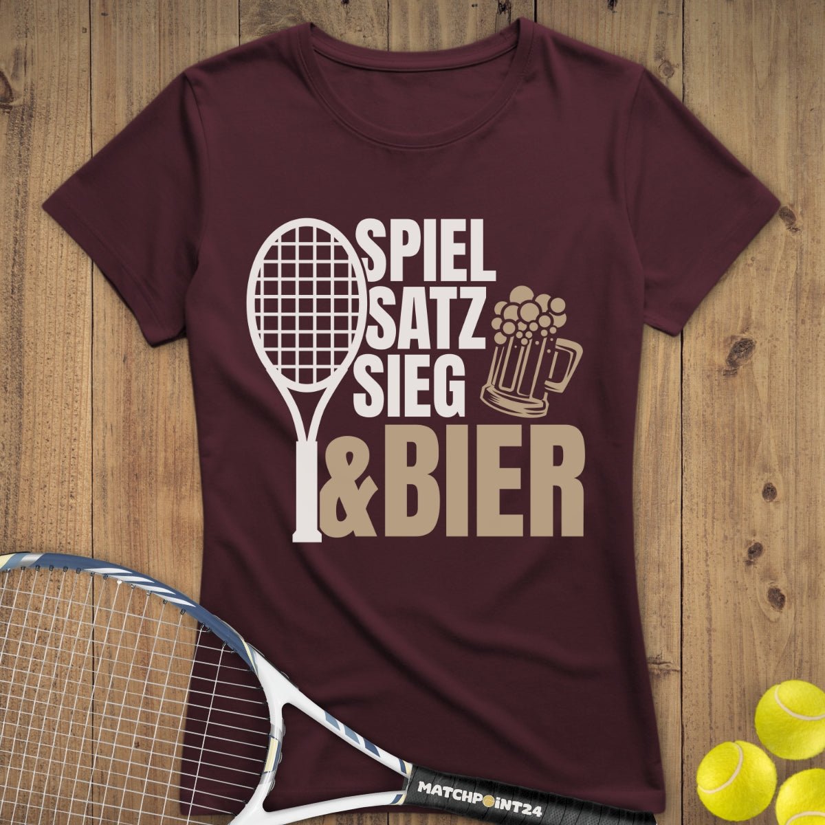 Spiel Satz Sieg Bier | Premium Damen T-Shirt - Matchpoint24 - Kleidung für Tennisfans