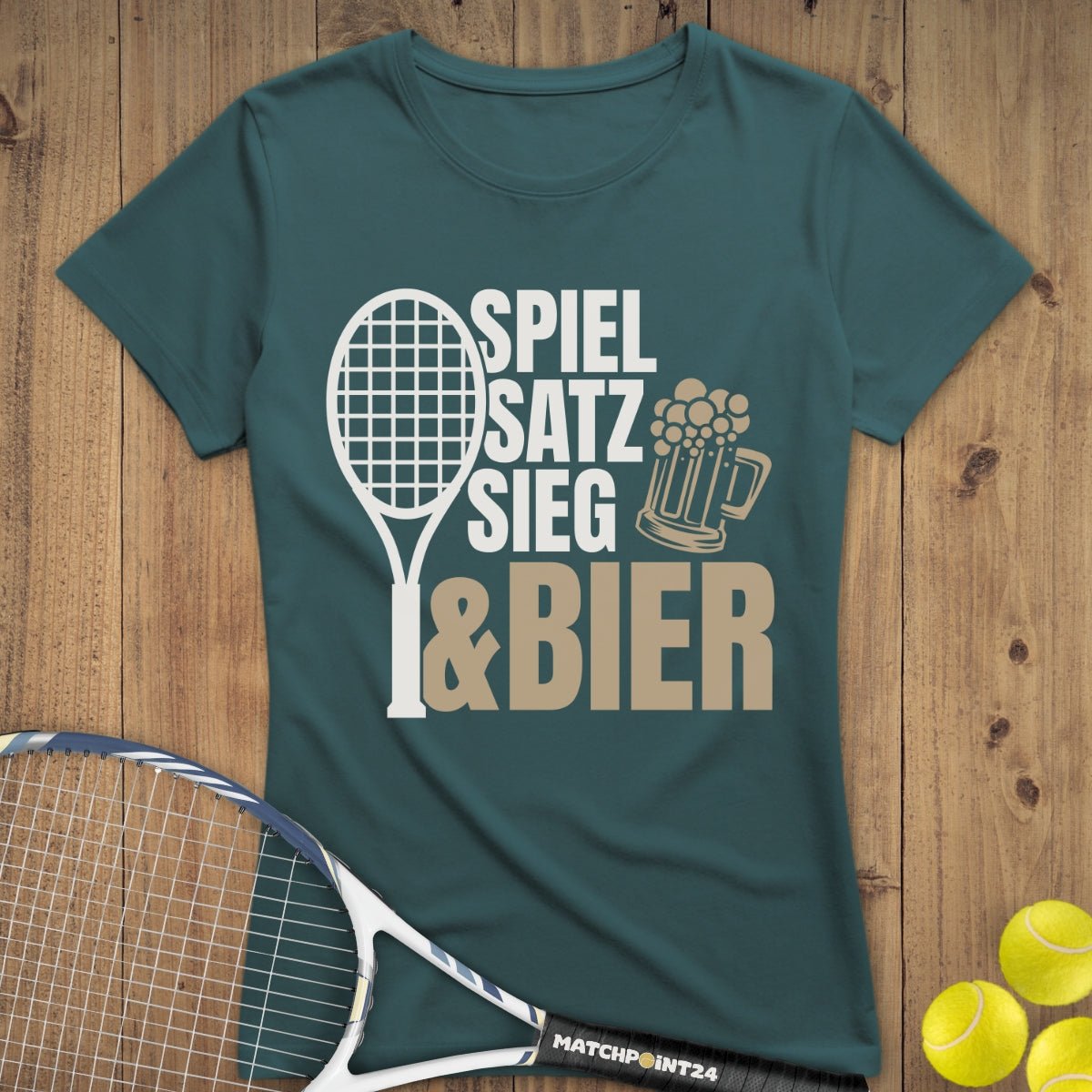 Spiel Satz Sieg Bier | Premium Damen T-Shirt - Matchpoint24 - Kleidung für Tennisfans