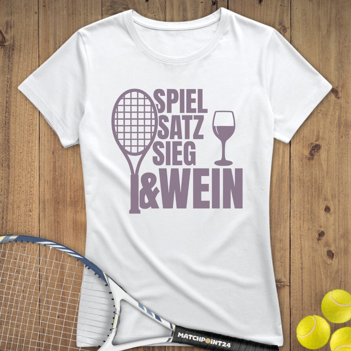 Spiel Satz Sieg Wein | Premium Damen T-Shirt - Matchpoint24 - Kleidung für Tennisfans