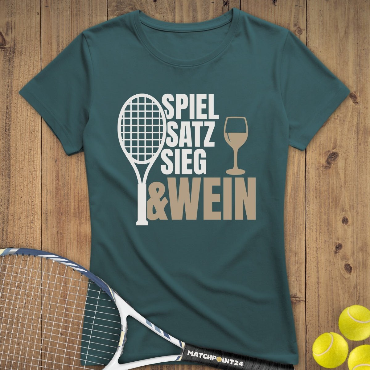 Spiel Satz Sieg Wein | Premium Damen T-Shirt - Matchpoint24 - Kleidung für Tennisfans
