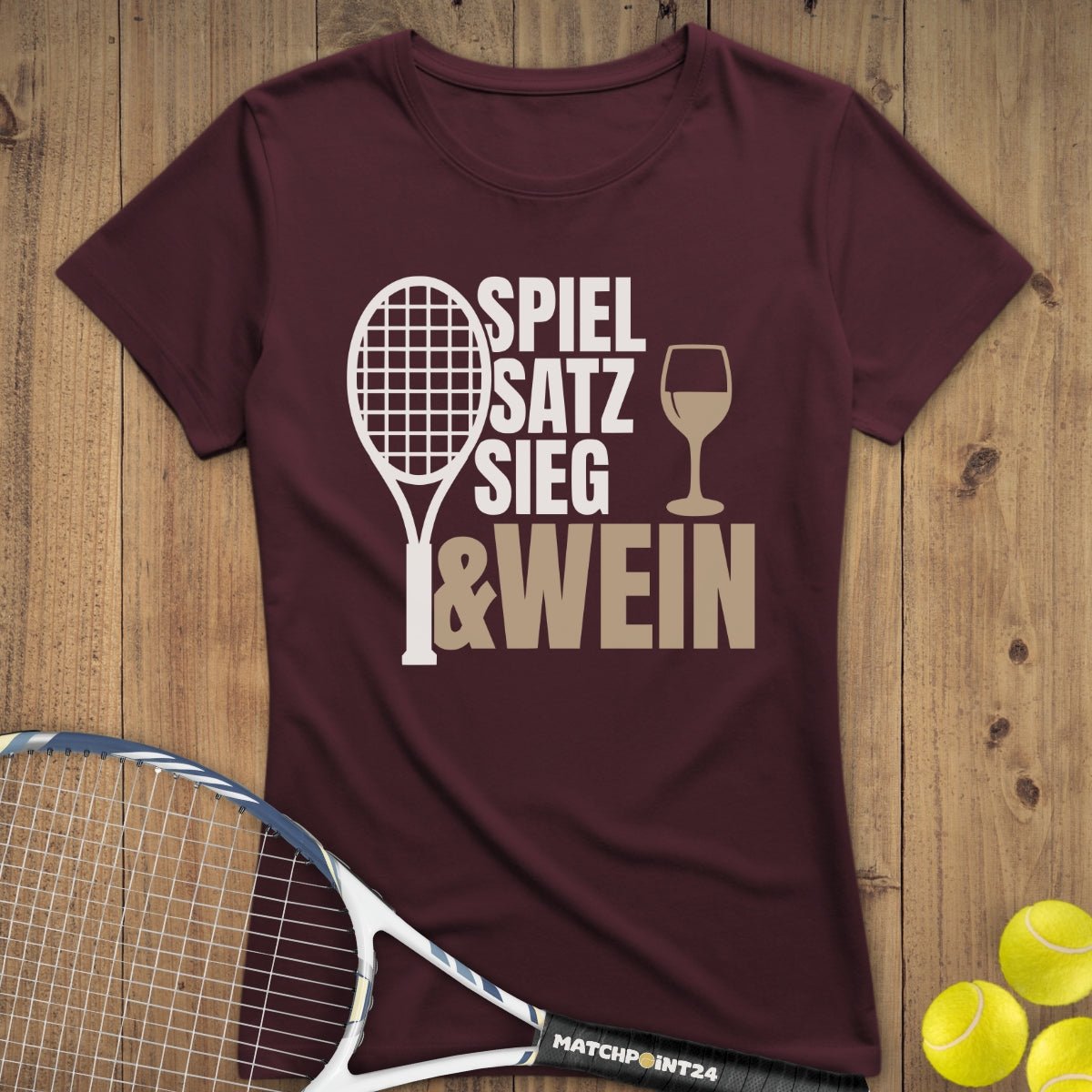 Spiel Satz Sieg Wein | Premium Damen T-Shirt - Matchpoint24 - Kleidung für Tennisfans
