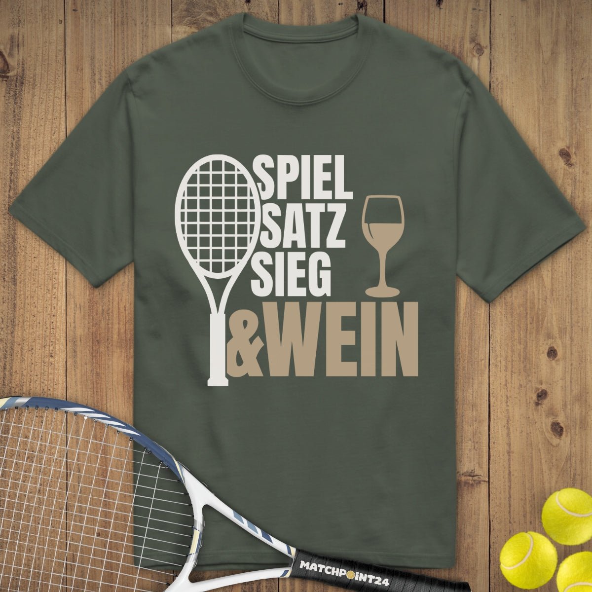 Spiel Satz Sieg Wein | Premium Herren T-Shirt - Matchpoint24 - Kleidung für Tennisfans
