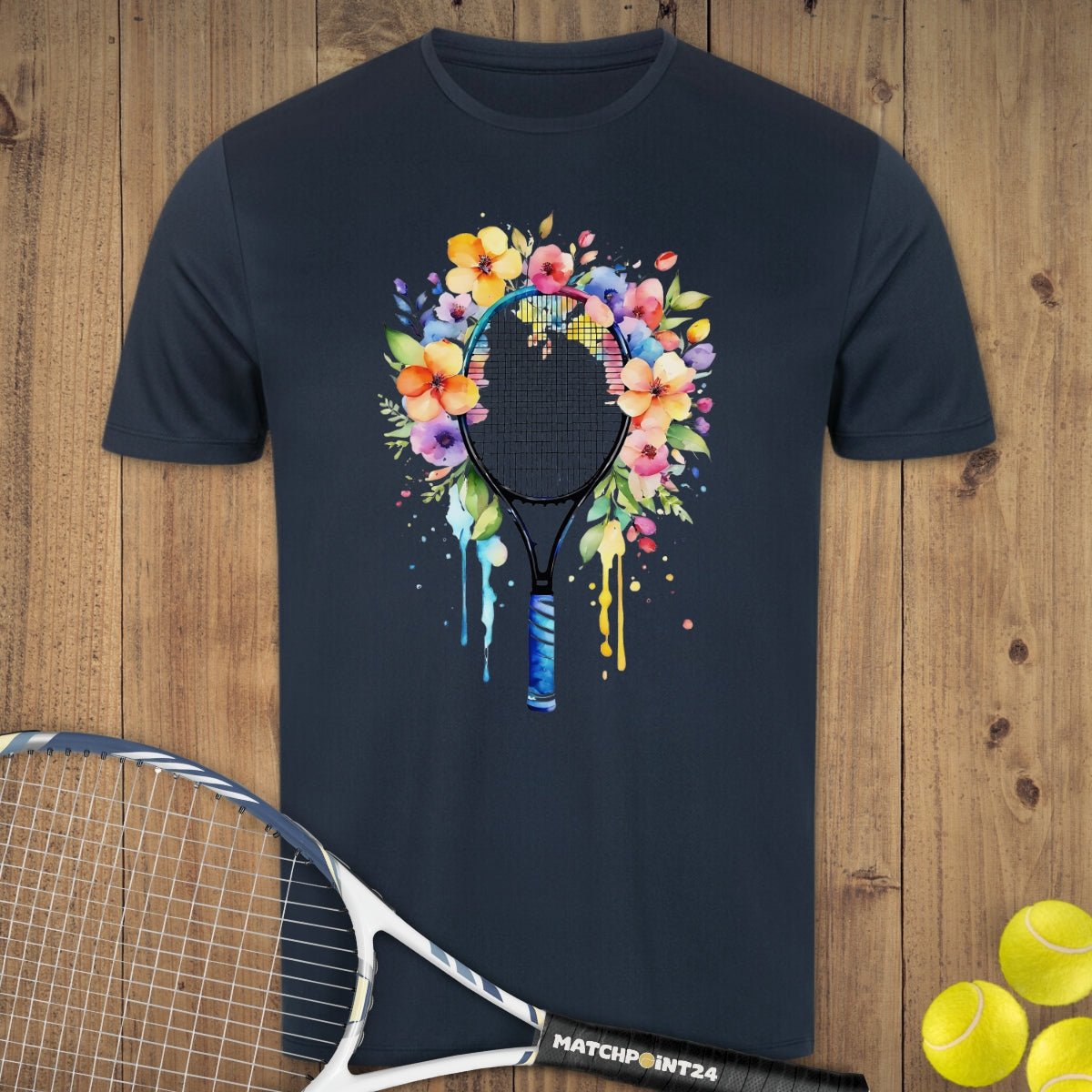 Tennis Racket Flora | Herren Sport T-Shirt - Matchpoint24 - Kleidung für Tennisfans