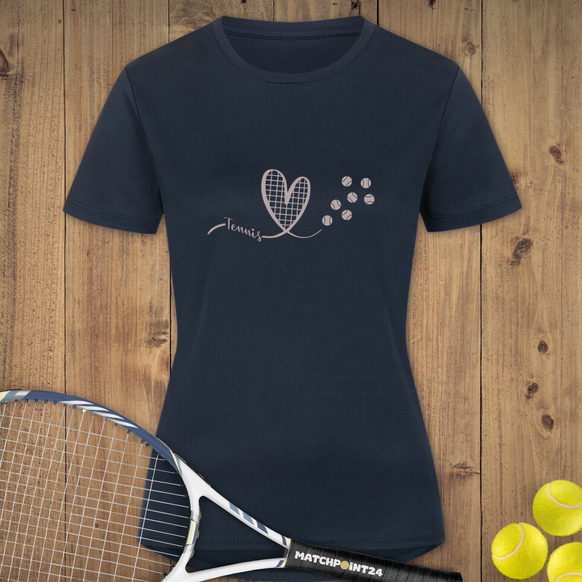 Tennisherz | Damen Sport T-Shirt - Matchpoint24 - Kleidung für Tennisfans