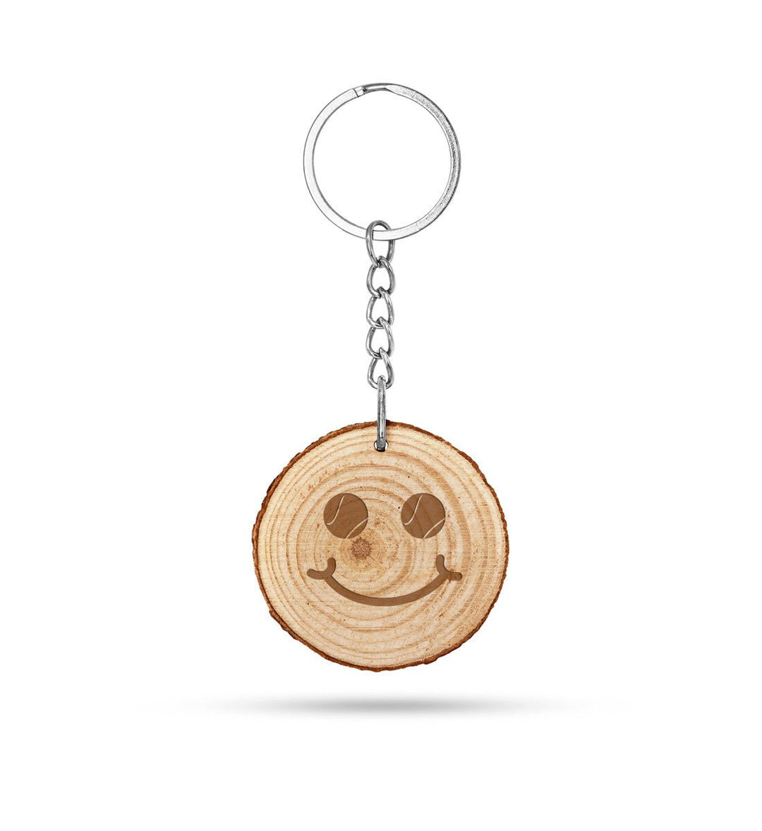 Smiley - Holz | Schlüsselanhänger - Matchpoint24 - Kleidung für Tennisfans