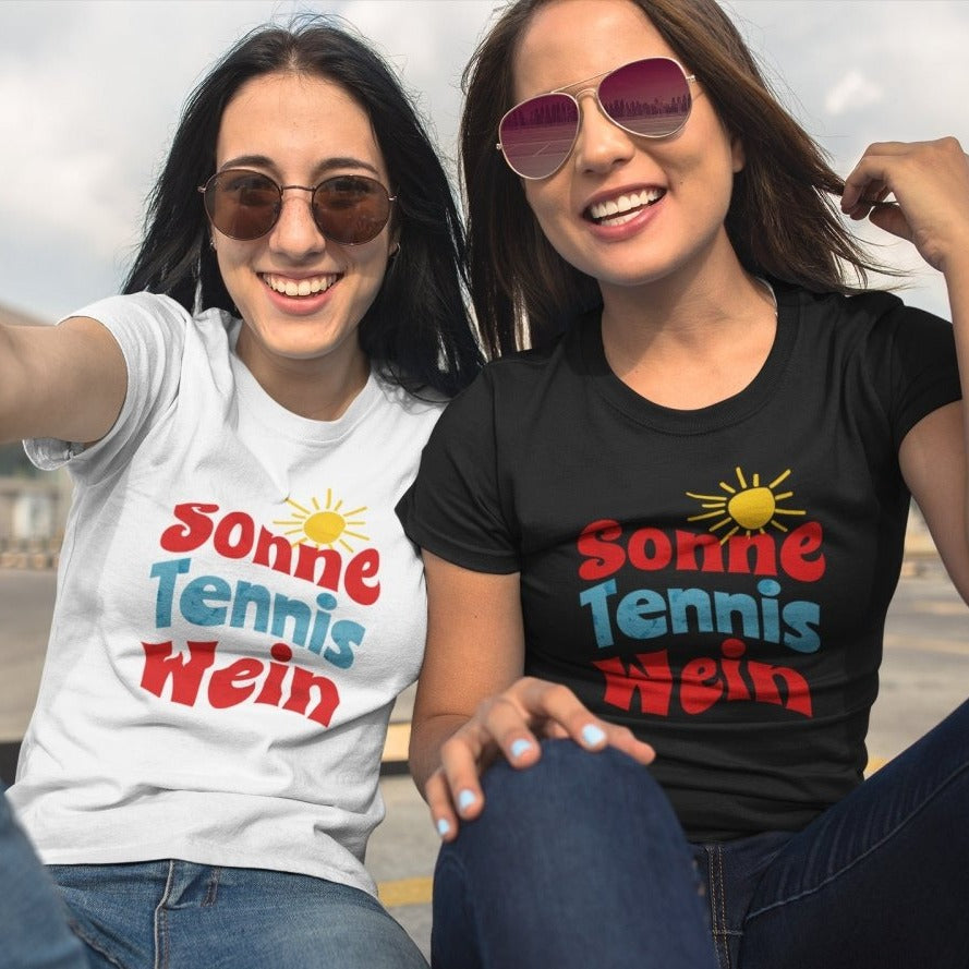 Sonne, Tennis, Wein | Premium Damen T-Shirt - Matchpoint24 - Kleidung für Tennisfans