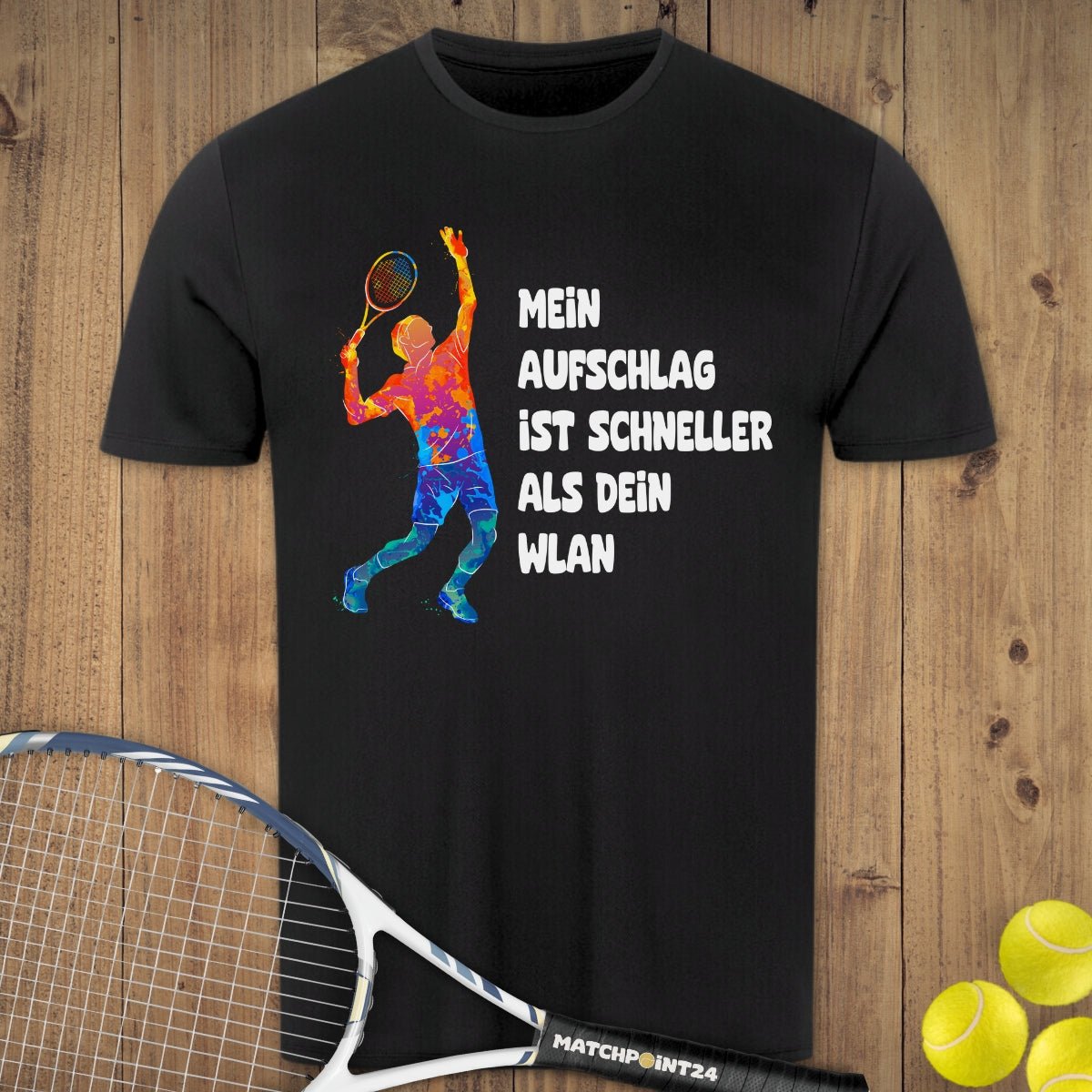 Aufschlag schneller als Wlan | Herren Sport T-Shirt - Matchpoint24 - Kleidung für Tennisfans