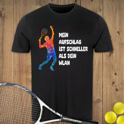 Aufschlag schneller als Wlan | Herren Sport T-Shirt - Matchpoint24 - Kleidung für Tennisfans