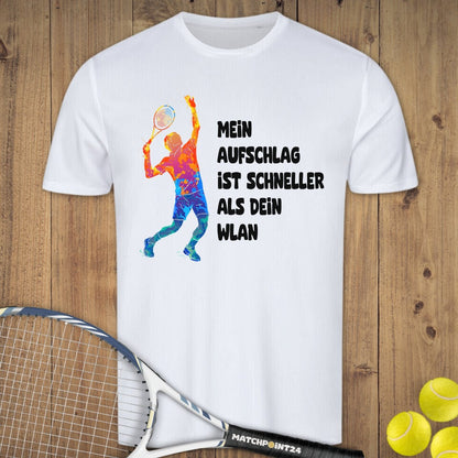 Aufschlag schneller als Wlan | Herren Sport T-Shirt - Matchpoint24 - Kleidung für Tennisfans