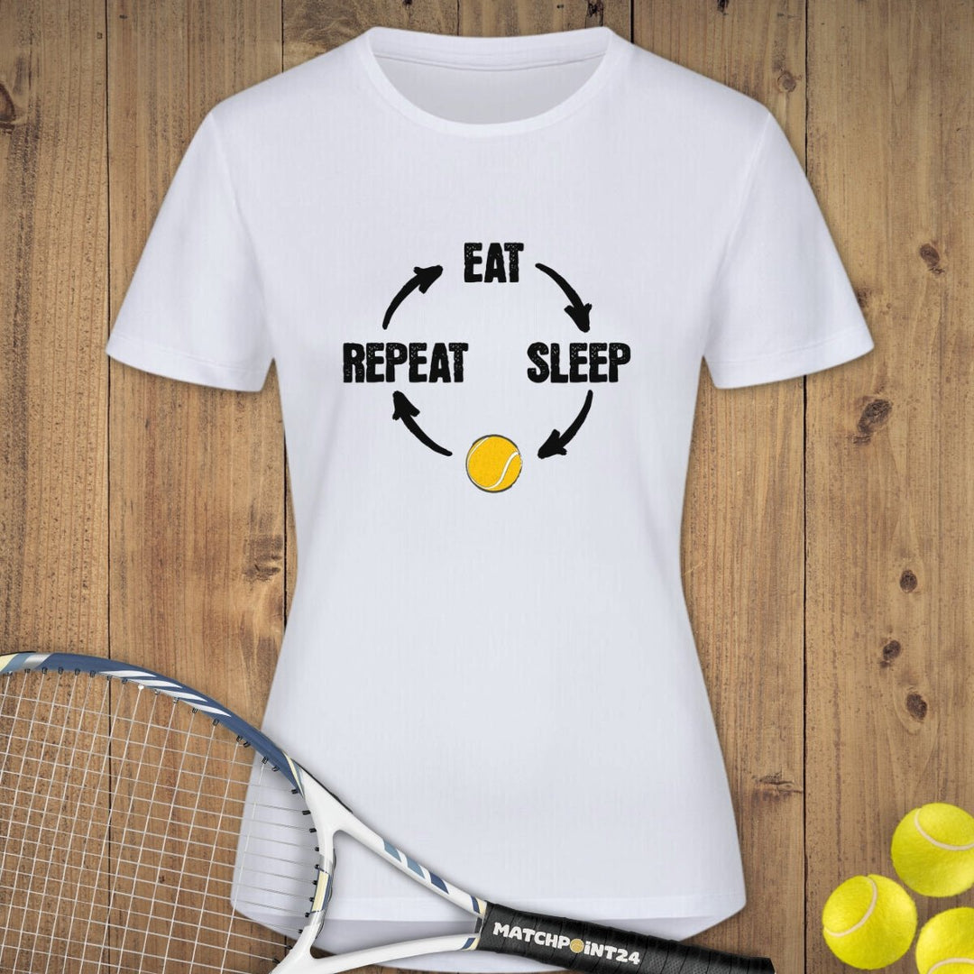 Eat Sleep Tennis Repeat | Damen Sport T-Shirt - Matchpoint24 - Kleidung für Tennisfans