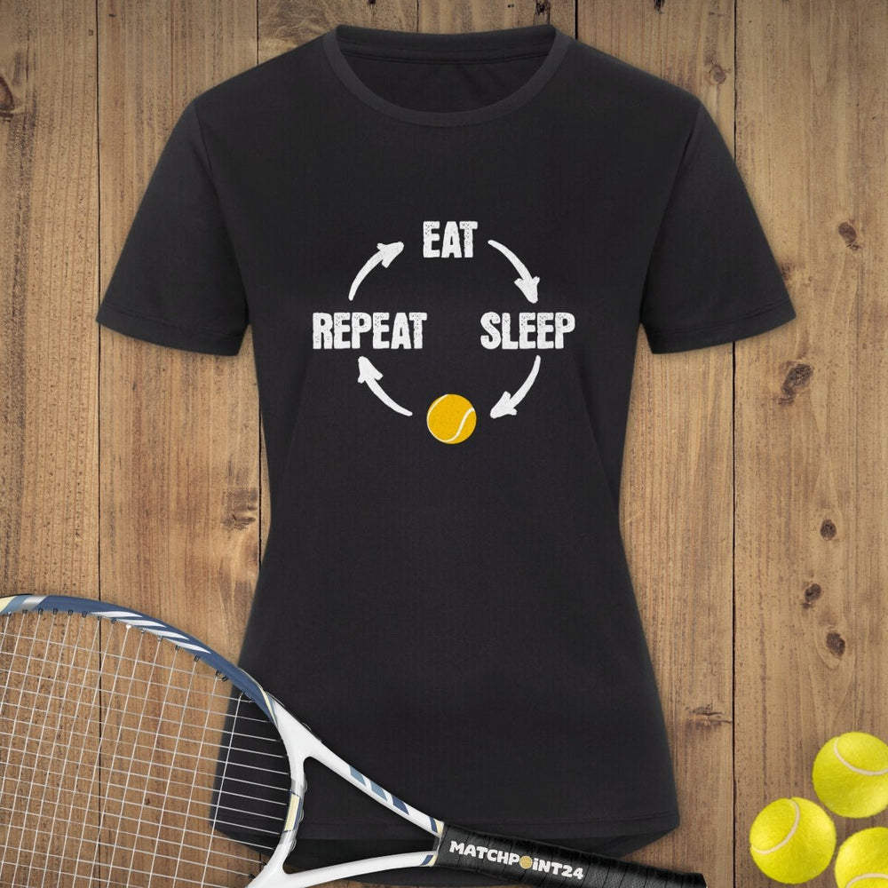 Eat Sleep Tennis Repeat | Damen Sport T-Shirt - Matchpoint24 - Kleidung für Tennisfans