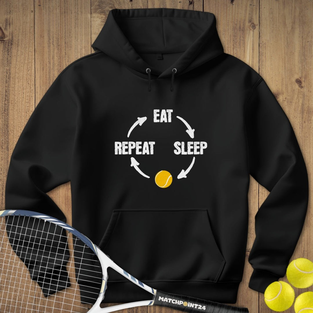 Eat Sleep Tennis Repeat Kapuzenpulli (limitiert) - Matchpoint24 - Kleidung für Tennisfans