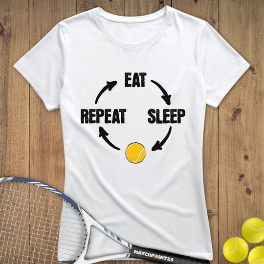 Eat Sleep Tennis Repeat | Premium Damen T-Shirt - Matchpoint24 - Kleidung für Tennisfans