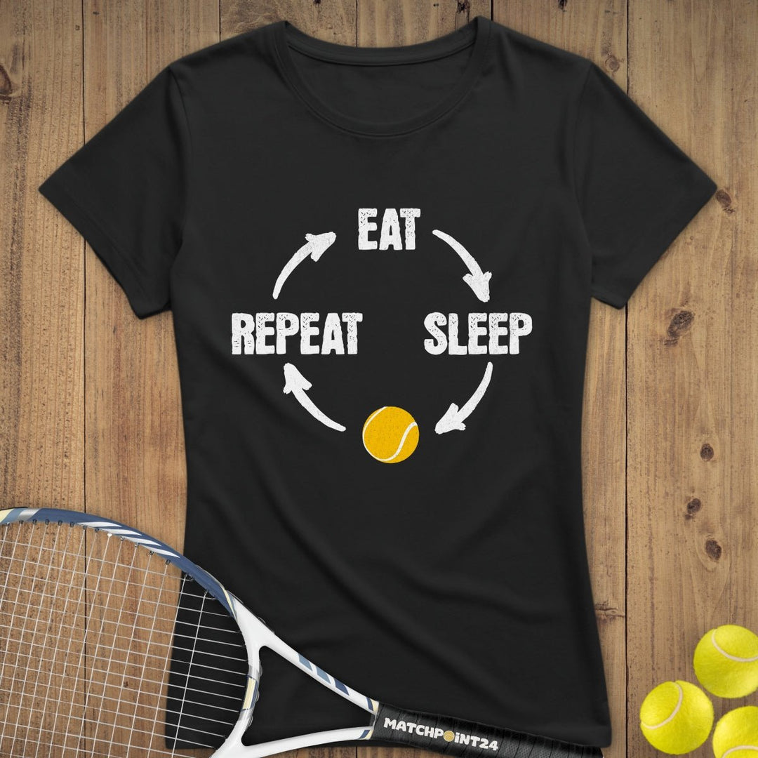 Eat Sleep Tennis Repeat | Premium Damen T-Shirt - Matchpoint24 - Kleidung für Tennisfans