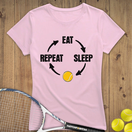 Eat Sleep Tennis Repeat | Premium Damen T-Shirt - Matchpoint24 - Kleidung für Tennisfans