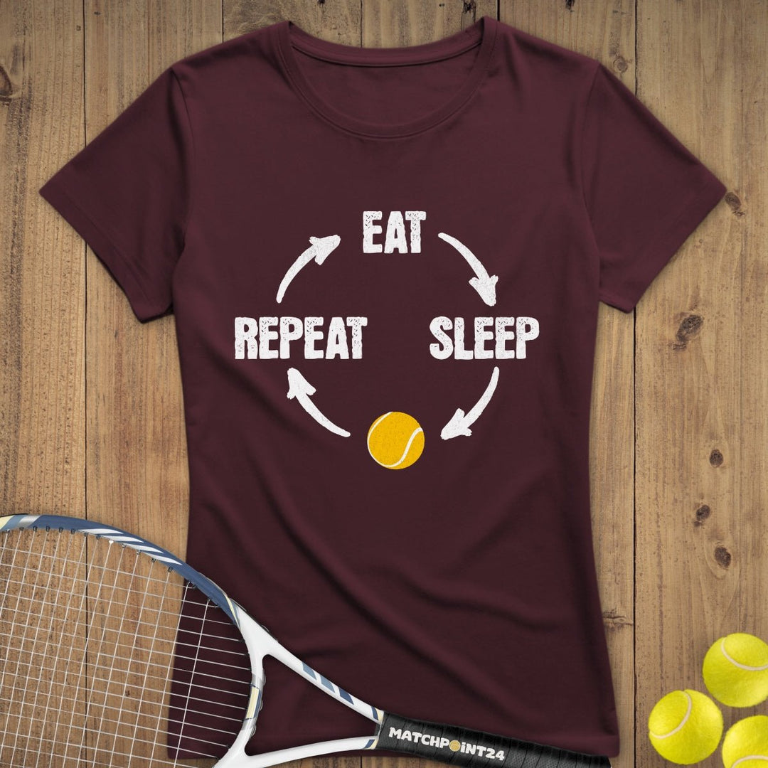 Eat Sleep Tennis Repeat | Premium Damen T-Shirt - Matchpoint24 - Kleidung für Tennisfans