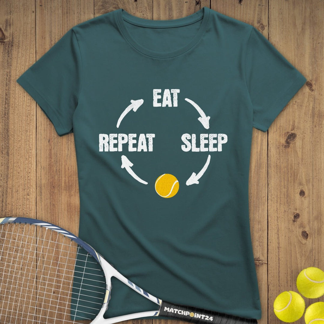 Eat Sleep Tennis Repeat | Premium Damen T-Shirt - Matchpoint24 - Kleidung für Tennisfans