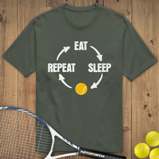 Eat Sleep Tennis Repeat | Premium Herren T-Shirt - Matchpoint24 - Kleidung für Tennisfans