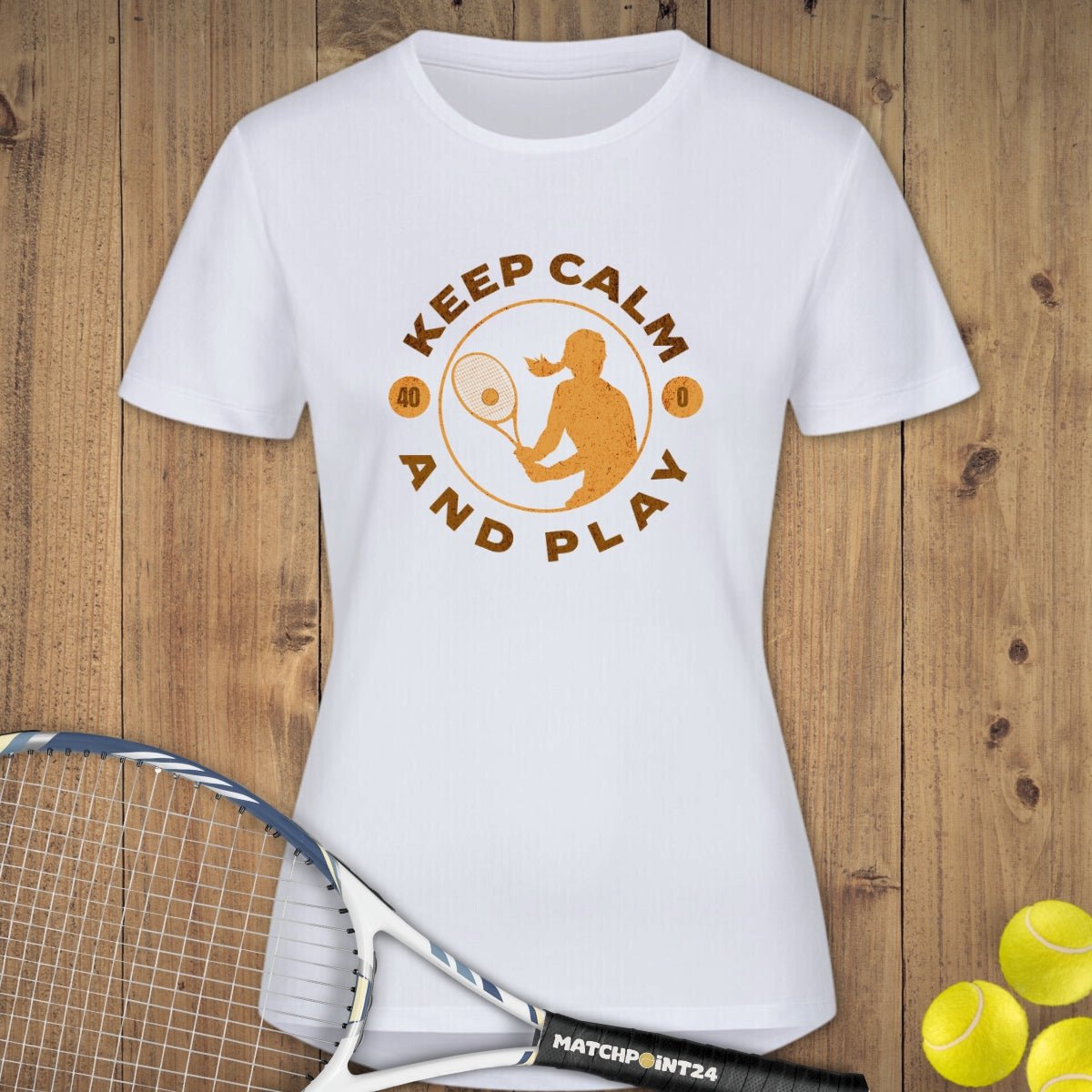 Keep calm and play | Damen Sport T-Shirt - Matchpoint24 - Kleidung für Tennisfans