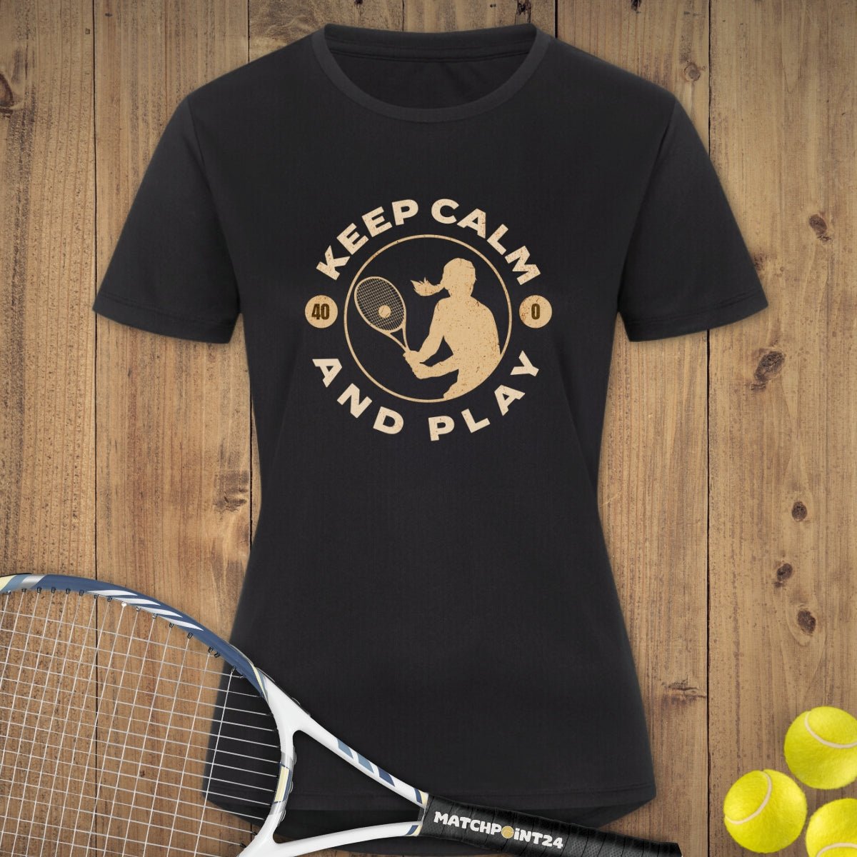 Keep calm and play | Damen Sport T-Shirt - Matchpoint24 - Kleidung für Tennisfans