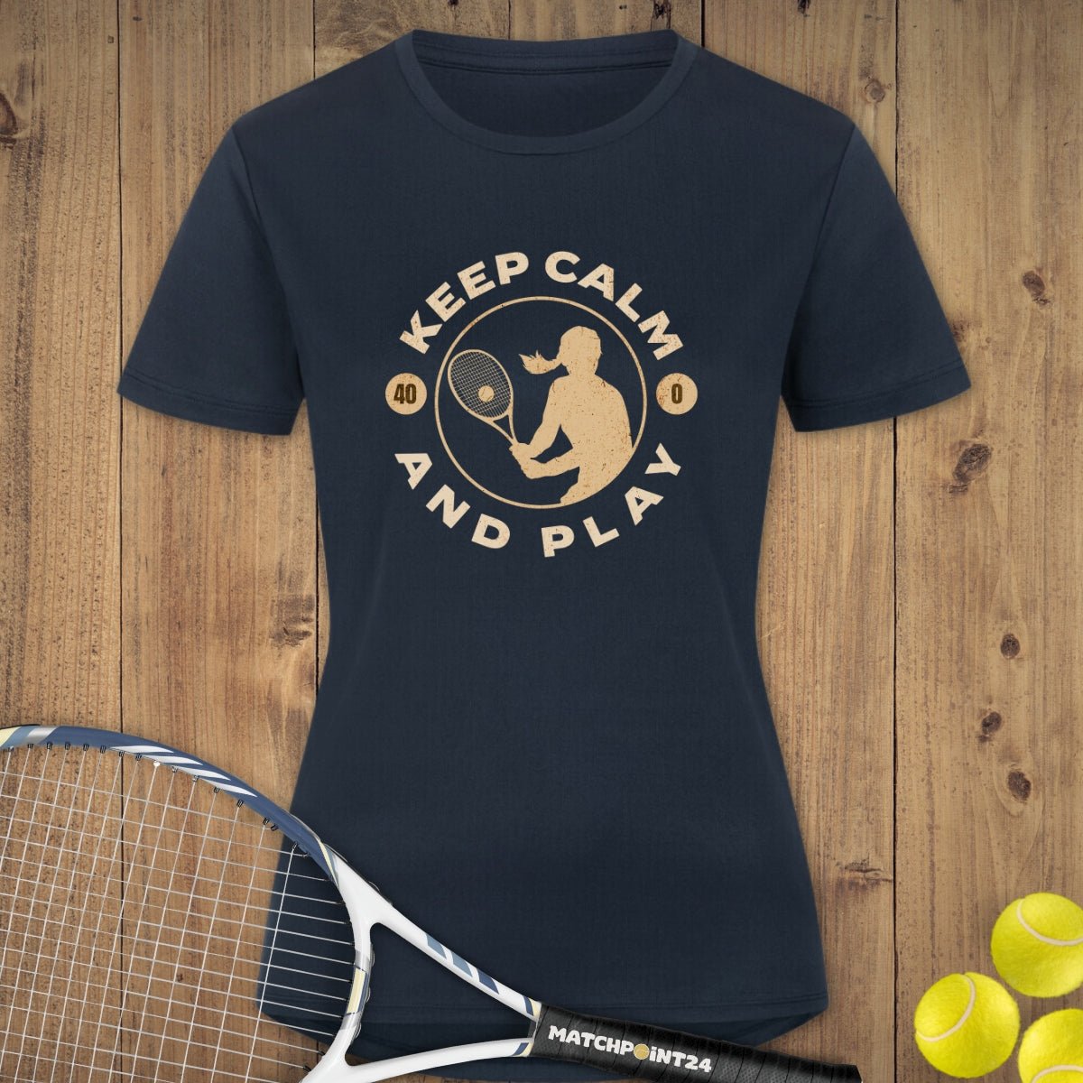 Keep calm and play | Damen Sport T-Shirt - Matchpoint24 - Kleidung für Tennisfans