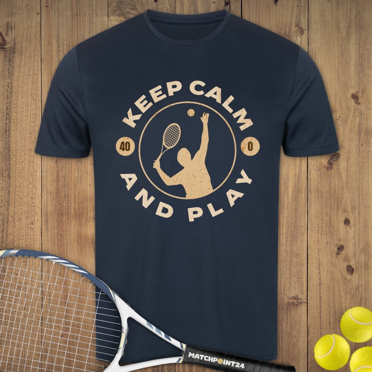 Keep calm and play | Herren Sport T-Shirt - Matchpoint24 - Kleidung für Tennisfans