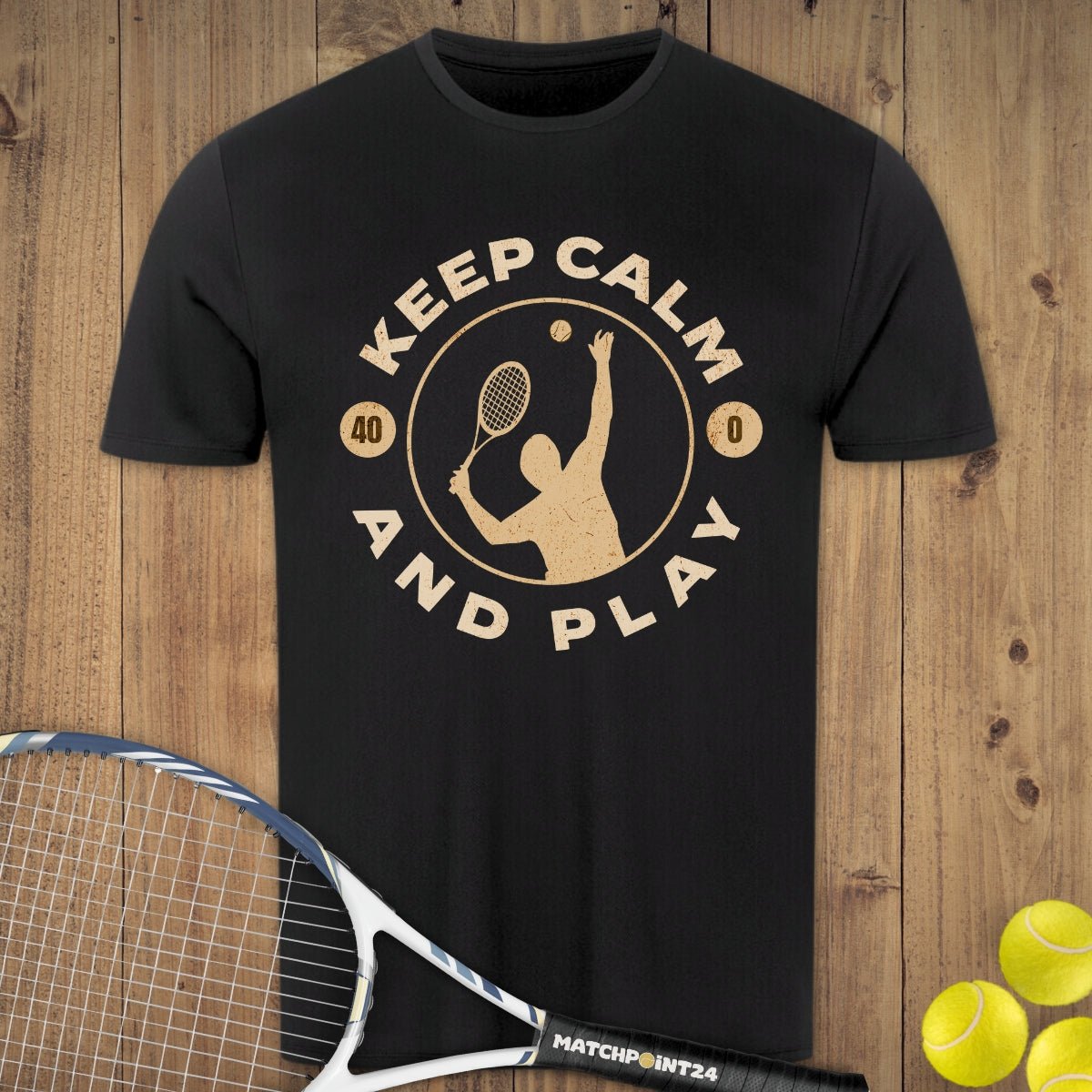 Keep calm and play | Herren Sport T-Shirt - Matchpoint24 - Kleidung für Tennisfans
