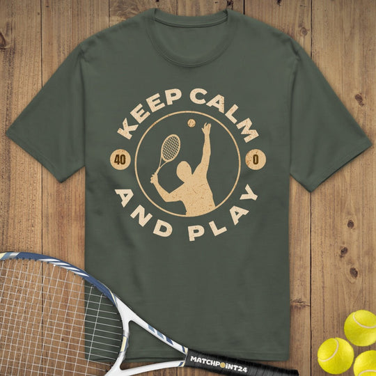 Keep Calm and Play | Premium Herren T-Shirt - Matchpoint24 - Kleidung für Tennisfans