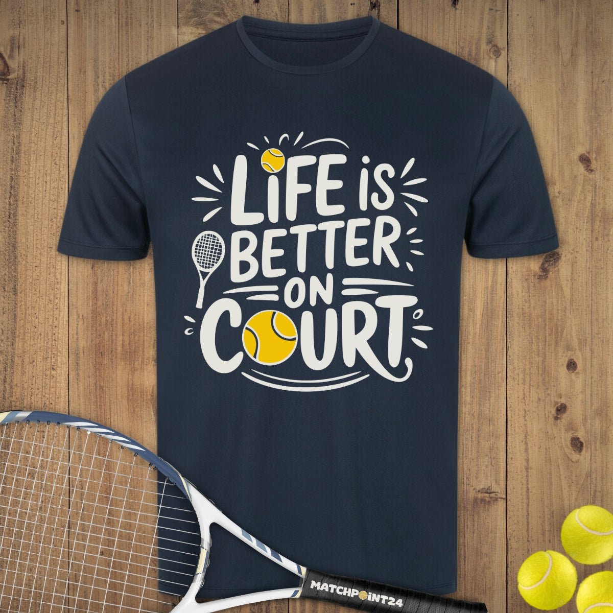 Life is better | Herren Sport T-Shirt - Matchpoint24 - Kleidung für Tennisfans