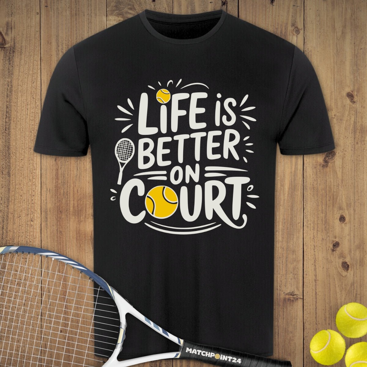 Life is better | Herren Sport T-Shirt - Matchpoint24 - Kleidung für Tennisfans
