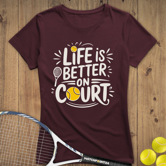 Life is better | Premium Damen T-Shirt - Matchpoint24 - Kleidung für Tennisfans