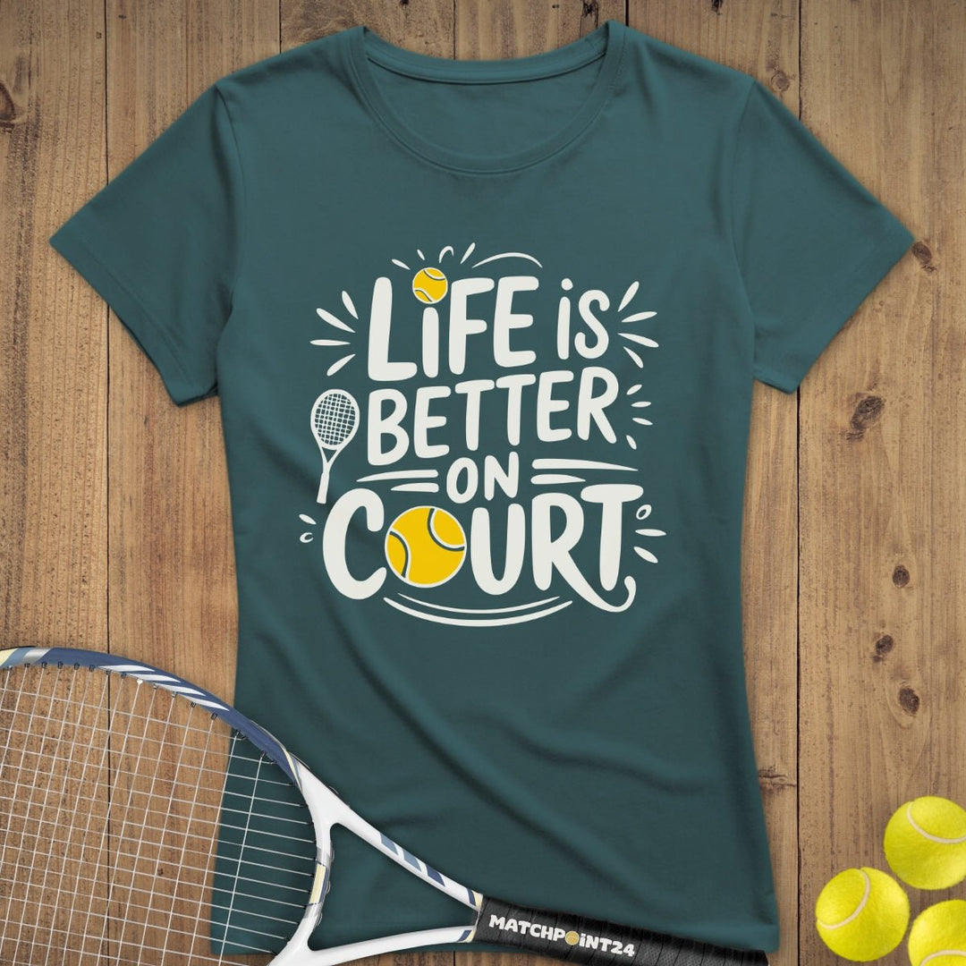 Life is better | Premium Damen T-Shirt - Matchpoint24 - Kleidung für Tennisfans