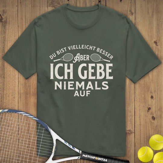 Niemals aufgeben | Premium Herren T-Shirt - Matchpoint24 - Kleidung für Tennisfans