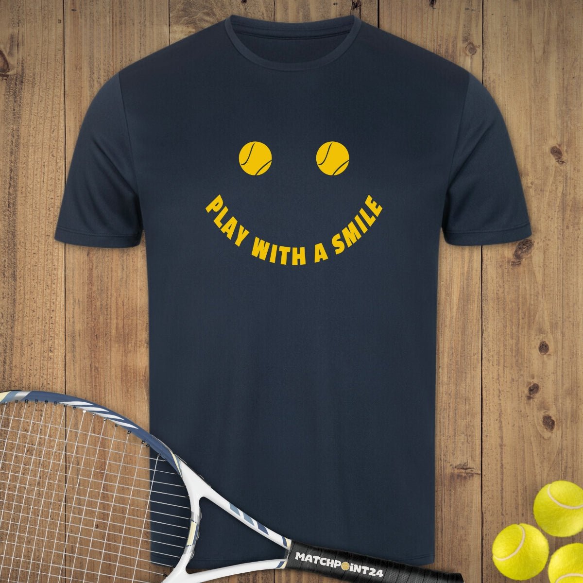 Play with a Smile | Herren Sport T-Shirt - Matchpoint24 - Kleidung für Tennisfans