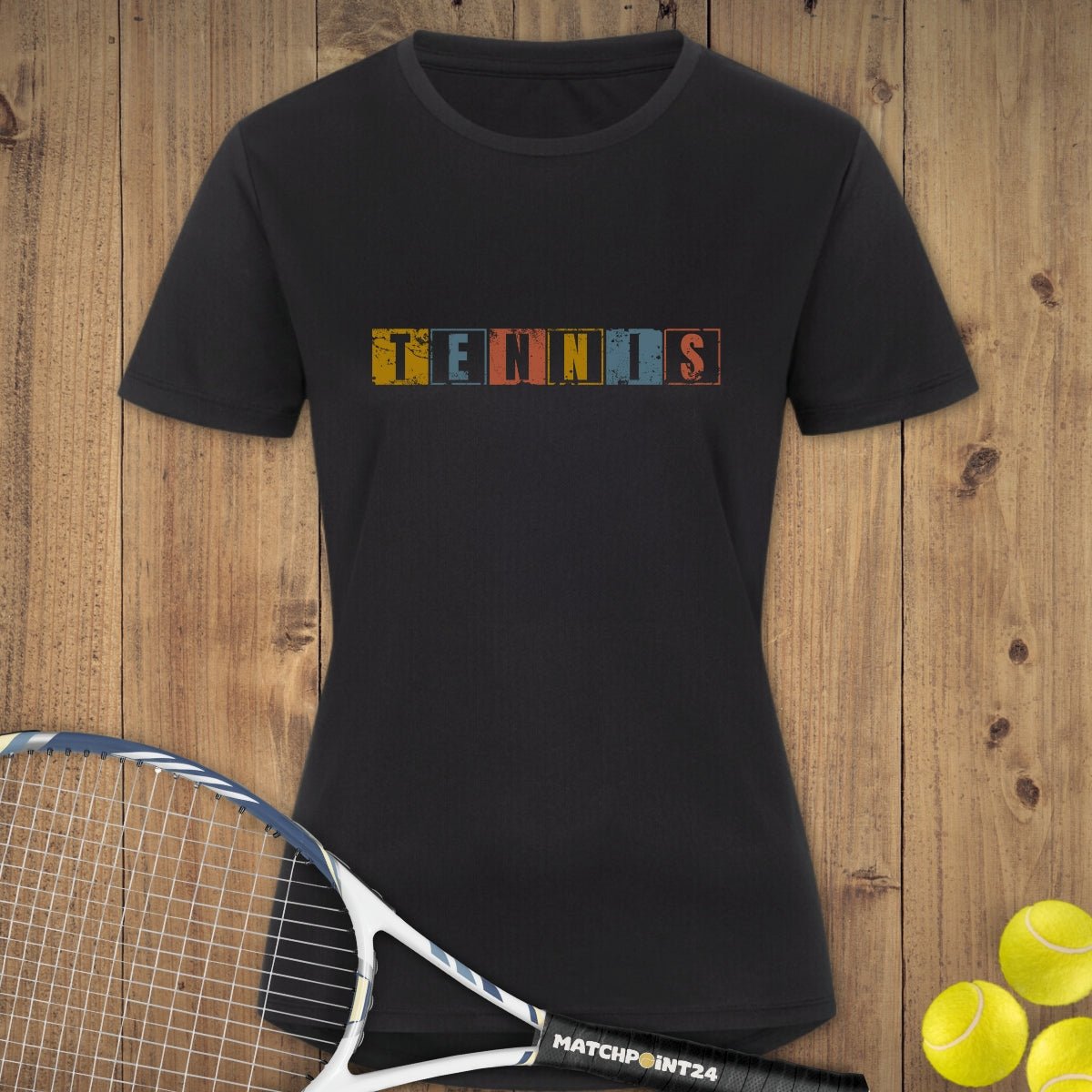 Retro Tennis Grunge | Damen Sport T-Shirt - Matchpoint24 - Kleidung für Tennisfans