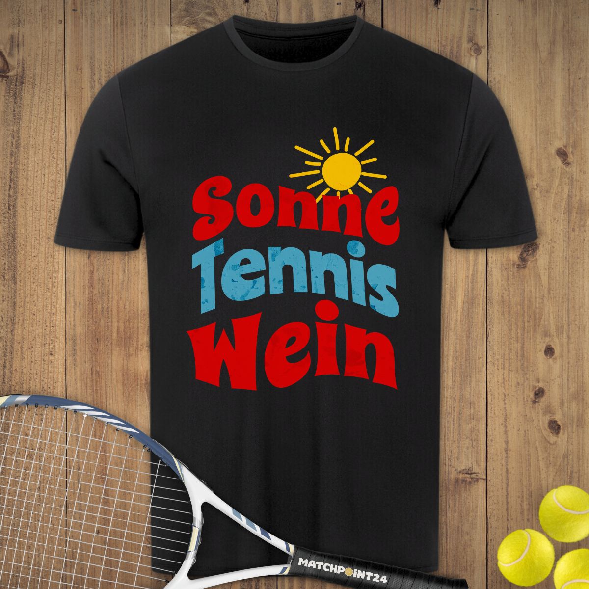 Sonne Tennis Wein | Herren Sport T-Shirt - Matchpoint24 - Kleidung für Tennisfans
