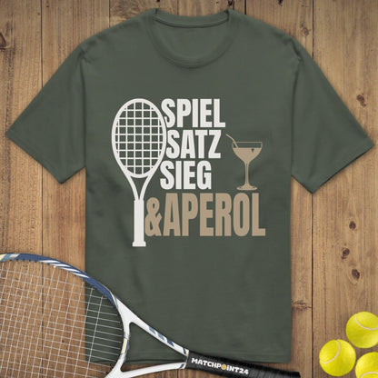 Spiel Satz Sieg Aperol | Premium Herren T-Shirt - Matchpoint24 - Kleidung für Tennisfans