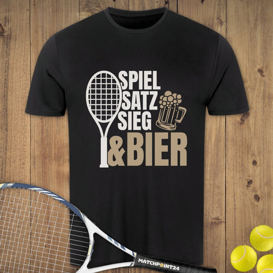 Spiel Satz Sieg Bier | Herren Sport T-Shirt - Matchpoint24 - Kleidung für Tennisfans