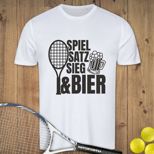 Spiel Satz Sieg Bier | Herren Sport T-Shirt - Matchpoint24 - Kleidung für Tennisfans