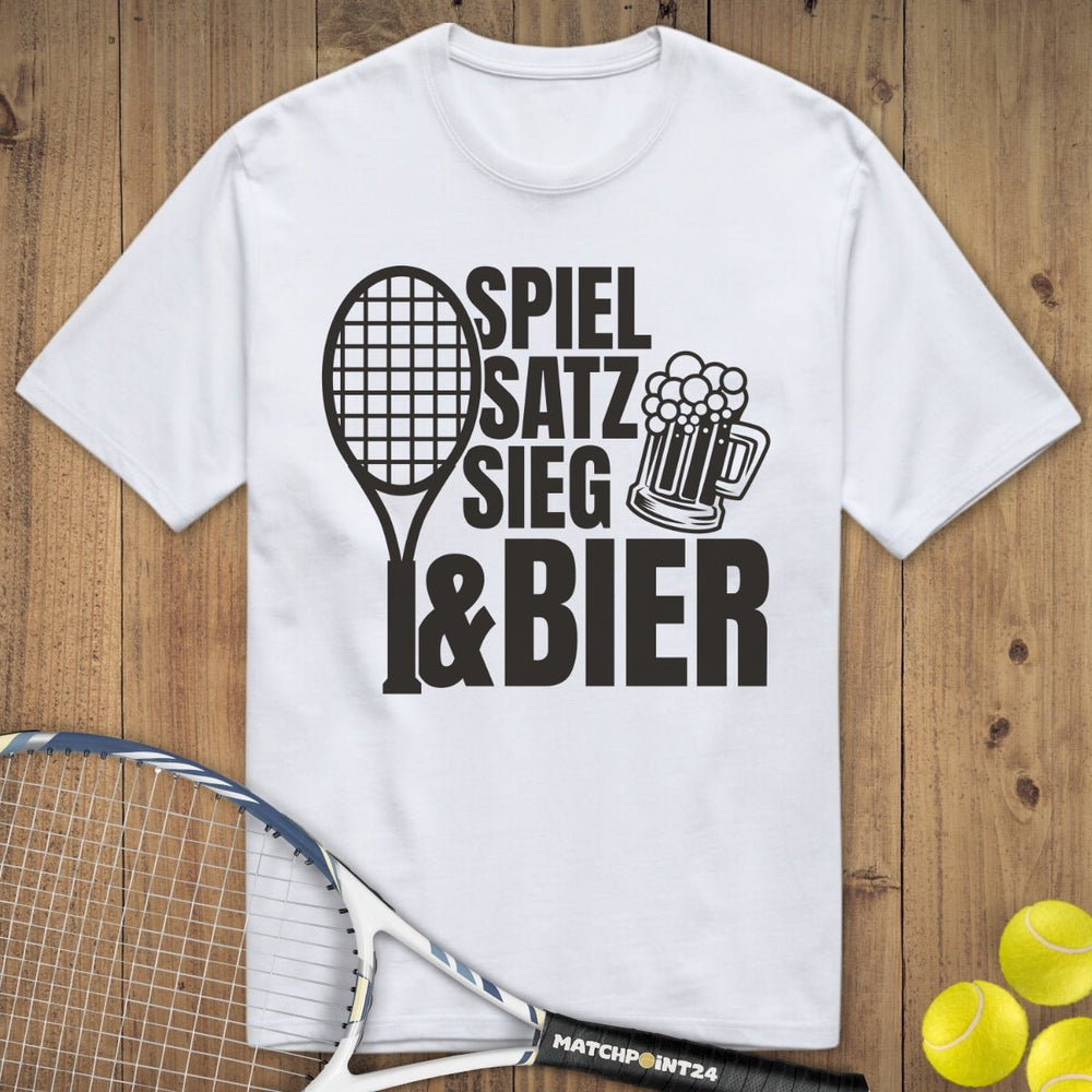 Spiel Satz Sieg Bier | Premium Herren T-Shirt - Matchpoint24 - Kleidung für Tennisfans