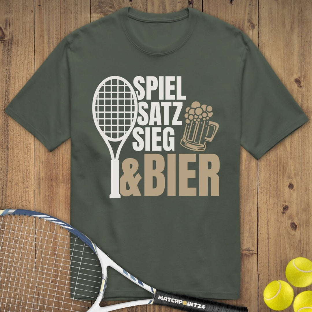 Spiel Satz Sieg Bier | Premium Herren T-Shirt - Matchpoint24 - Kleidung für Tennisfans