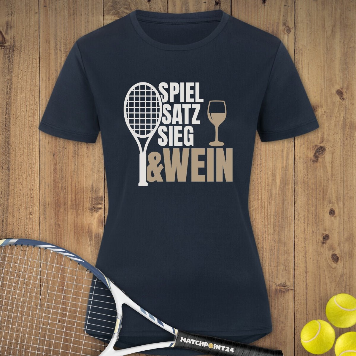 Spiel Satz Sieg Wein | Damen Sport T-Shirt - Matchpoint24 - Kleidung für Tennisfans